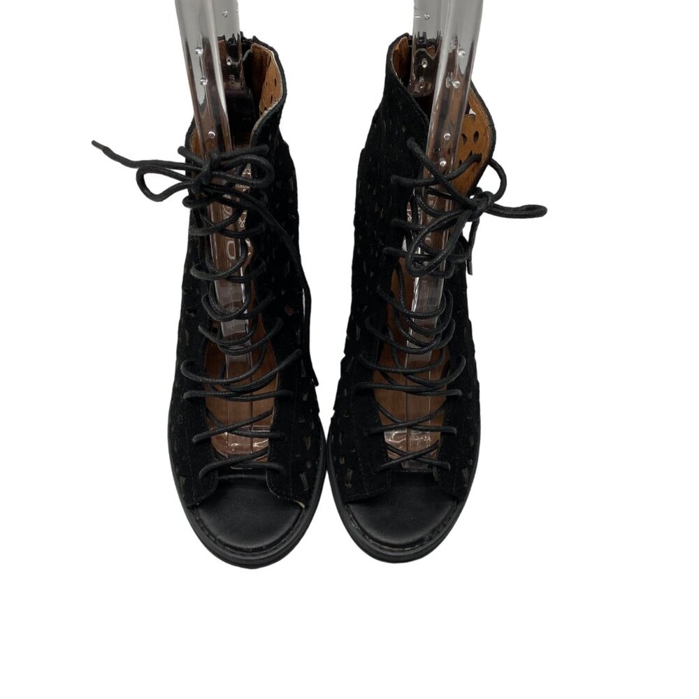 Jeffrey Campbell Cors Daisy Black Suede Cut-Out Lace-Up ankle booties Size 7.5 - Picture 4 of 12